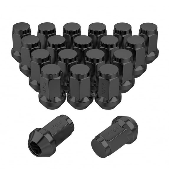16pc Black Bulge Acorn Lug Nuts | M12X1.25 | Fits: NISSAN INFINITI