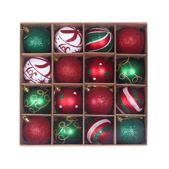 16pc Christmas Tree Pendant PVC Christmas Decoration Ball 6cm Box Party Decor