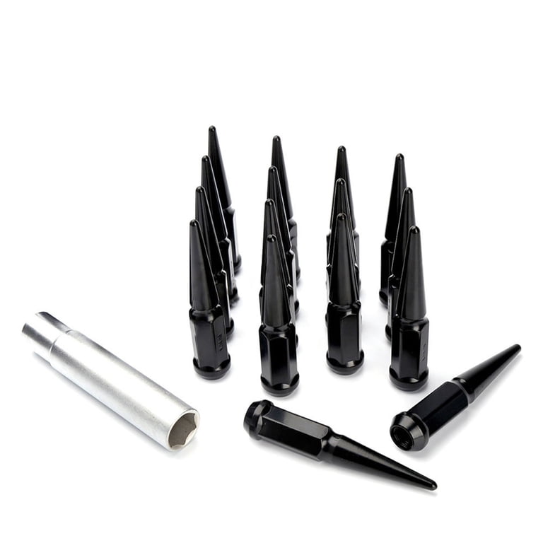 Metal Lugz 16pc Black SPIKED 14x1.5 Extended Lug Nuts - Walmart.com