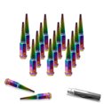 thumbnail image 1 of 16pc Premium Neo Chrome SPIKED 9/16-18 Extended Lug Nuts 4.4" OFF-ROAD SPIKE Metal Lugz Nut w/Key, 1 of 3