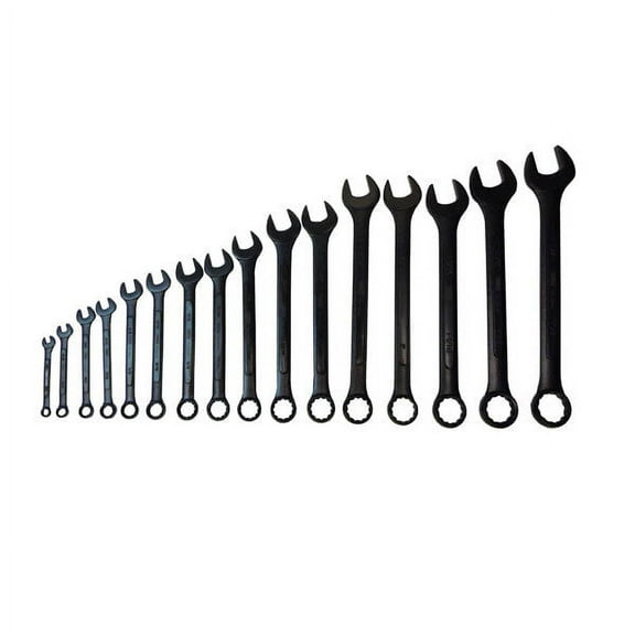 16pc SAE Combination Wrench Set 1/4" - 1 & 1/4" Black