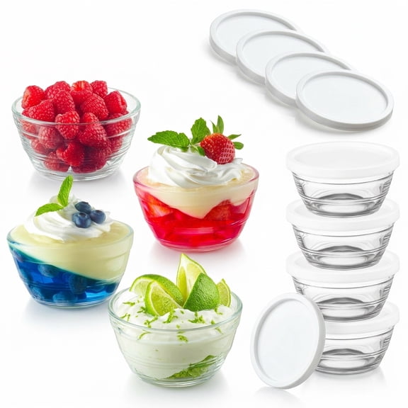 16pc Set 8oz Stackable Glass Food Storage Jars with Airtight Lids