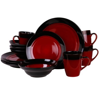 16pc Stoneware Modern Living Dinnerware Set Red