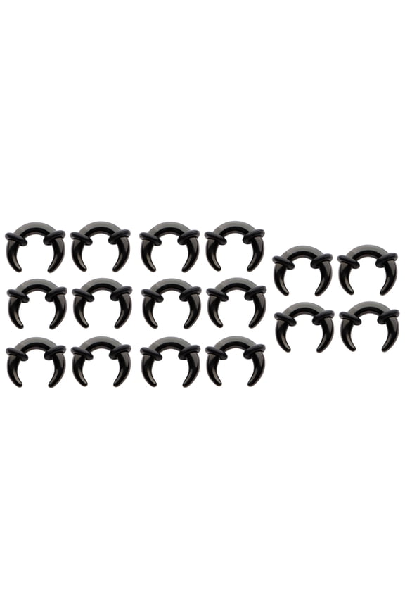 16pc set BLACK Acrylic U Shaped Pinchers 0g-14g septum ears