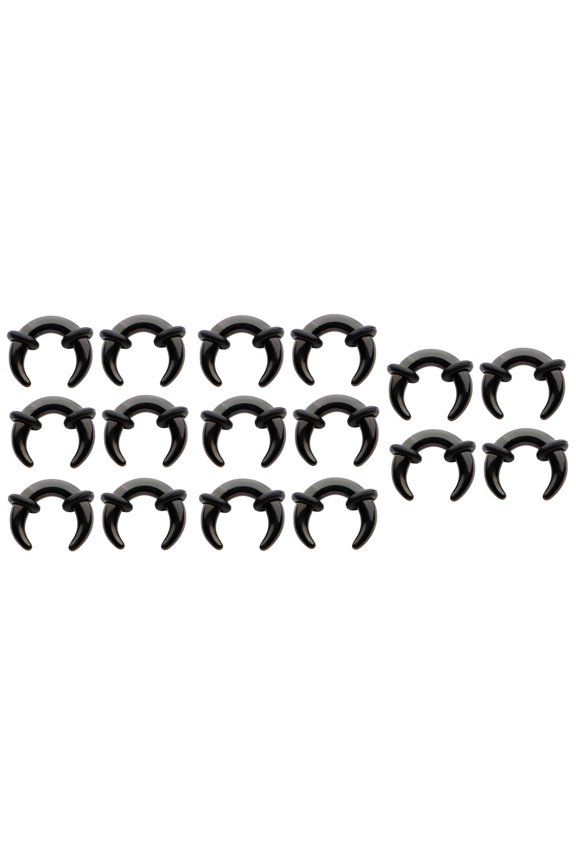 16pc set BLACK Acrylic U Shaped Pinchers 0g-14g septum ears