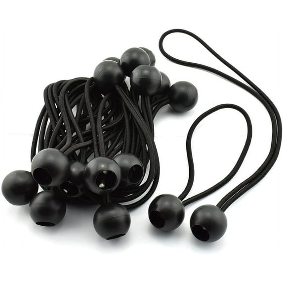 16pcs 12" 6" Ball Bungee Cords Black Elastic String Canopy Tarp Tie Down Straps Tent Fix Rope (8pcs 30cm + 8pcs 15cm)