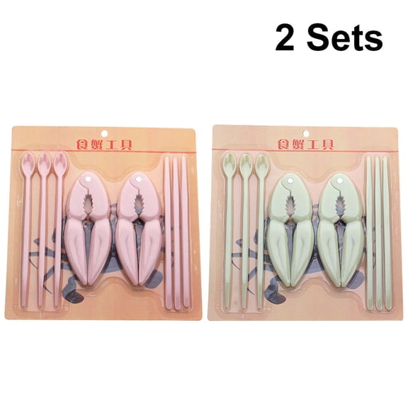 16pcs/2 Sets Seafood Stripping Crab Tools Crab Picks Needle Crab Plier Crab Leg Claw Clip Opener Picking Spoons Crab Sheller (Random Color)