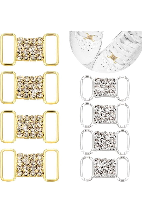 16pcs 2 colors Alloy Rhinestone Connector Charms Rectangle Links Ornament for Bikini Decoration Rectangle Golden & Silver 21x12x3mm Hole: 4x9.5mm 8pcs/color