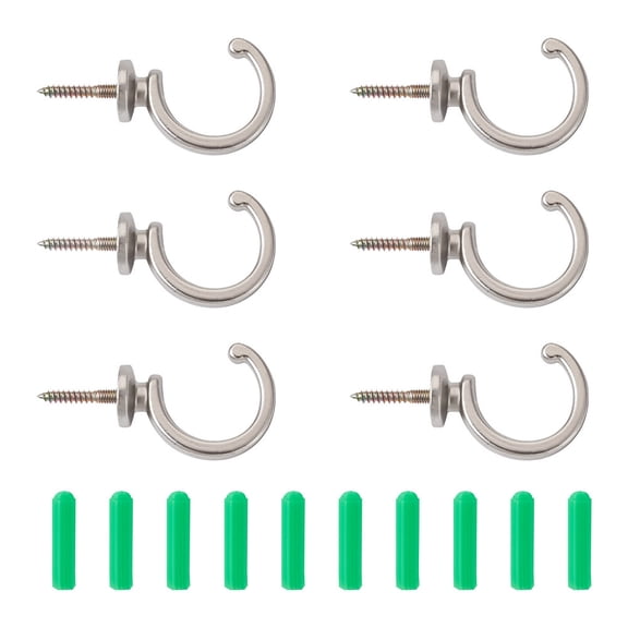 16pcs 2 style Zinc Alloy Hook Hanger C-shaped with Plastic Window Curtain Hooks Platinum 16pcs/bag