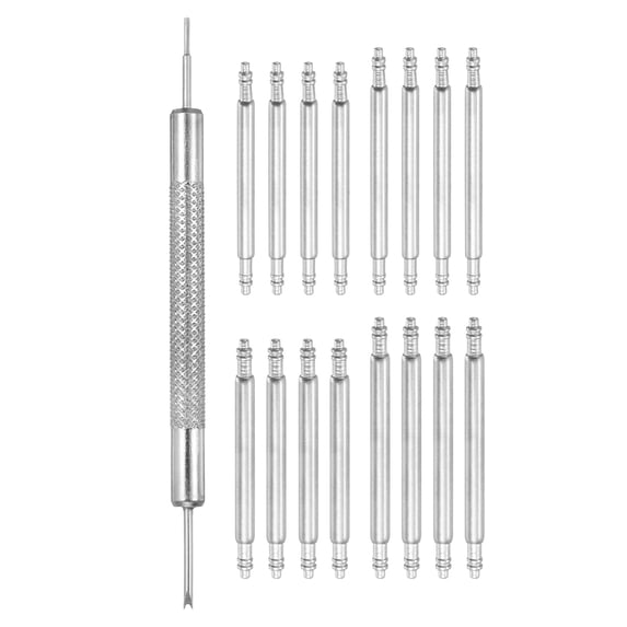 16pcs 20/20/18/22mm Watch Spring Bar 1.5mm+1.8mm Thickness Band Pins Double Fringe Stainless Steel Replacement Pin with Removal Tool for Watch Band Link