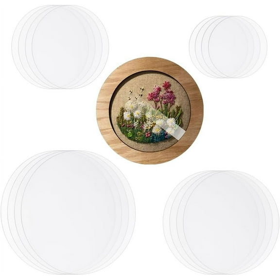 16pcs 4 Sizes Acrylic Plates for Embroidery Embroidery Hoop Frame Sheet Cross Stitch Hoop Plate for DIY Art Craft Sewing Needlework Pictures Display - 2.9/3.9/4.9/5.9 inch