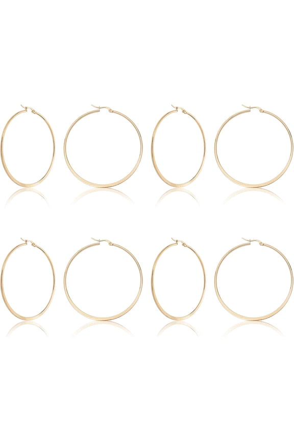16pcs 63mm Big Ring Hoop Earrings Stainless Steel Ear Wires Components Hypoallergenic Golden Earring Findings Components for Women Earrings Jewellery Making 12 Gauge for DIY