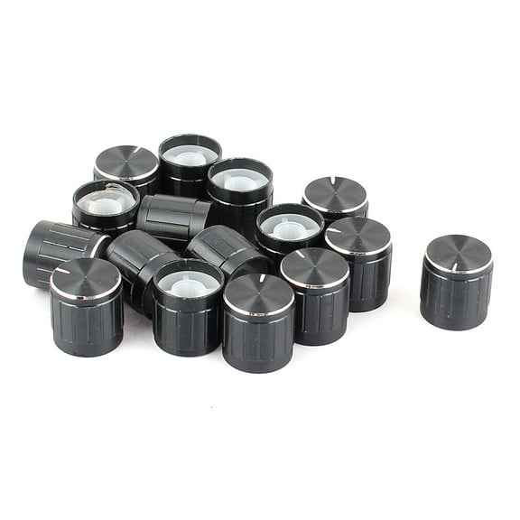 16pcs 6mm Hole Dia Metal Lamp Dimmer Rotary Switch Knob Control Cover Black