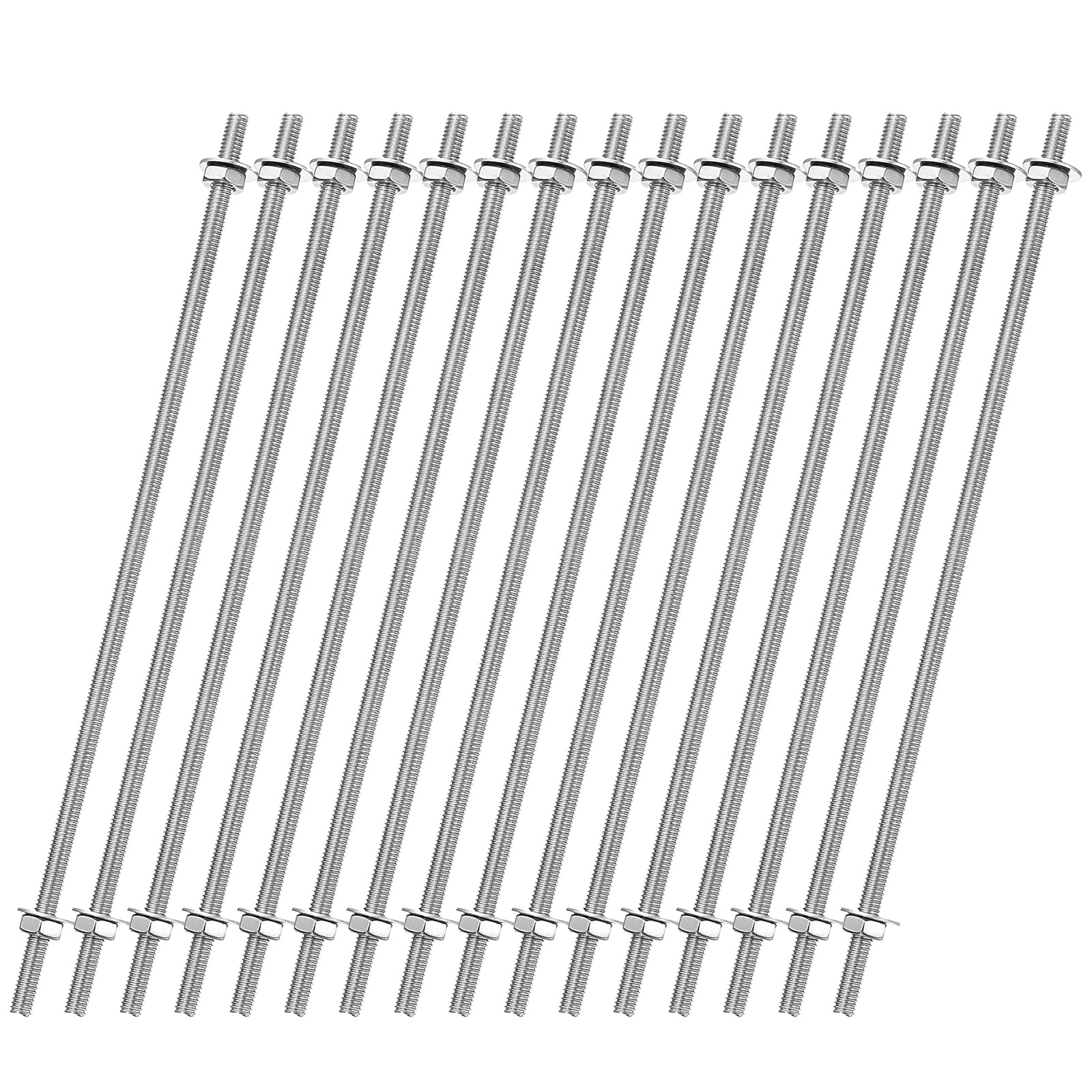 16pcs 8/32 Inch Threaded Rods with Hex Nuts and Washers 6 Inch Rod ...