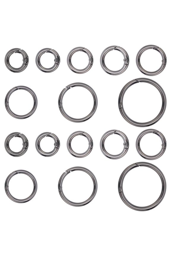 16pcs 8 Sizes Spring O Ring Gunmetal Trigger Round Snap Buckle 17~61mm Alloy Trigger Round Snap Buckle Spring Keyring Buckle Snap Hooks O Rings Buckles for DIY Keychains Purse Handbag Gunmetal
