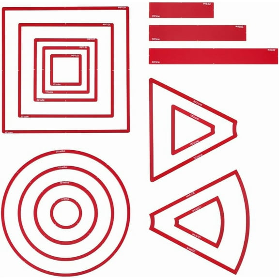 16pcs AOE Spell Templates Set Damage Marker Area Effect Template Include 5 Square 4 Circle 4 Cone 3 Line Templates Game Accessories for DIY DND and Other RPG Tabletop Game Red