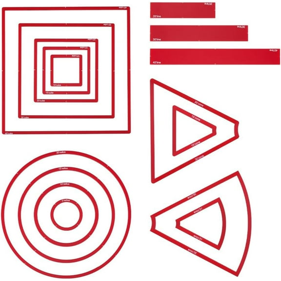16pcs AOE Spell Templates Set Damage Marker Area Effect Template Include 5 Square 4 Circle 4 Cone 3 Line Templates Game Accessories for DND and Other RPG Tabletop Game Red Red