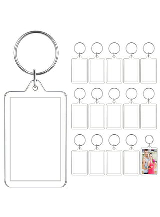10PCS Clear Acrylic Rectangle Blank Photo Image Picture Frame Framework  Personalized Split Keychain Key Buckle Ring Wallet Friendly Picture Frame  Key