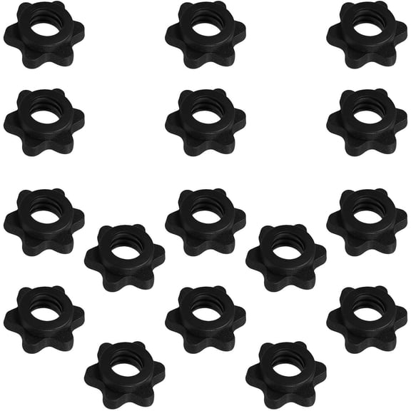 16pcs Barbell Lock Nut Threaded Star Collar for Standard 1 Inch Bars, Plastic Quick Installation for Home and Studio Use