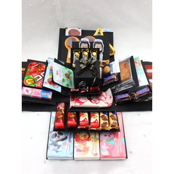 16pcs Black Gold Explosion Gift Box Set, Surprise Gift Photo Box, DIY Scrapbook Album Accessories for Couples Birthday Proposal