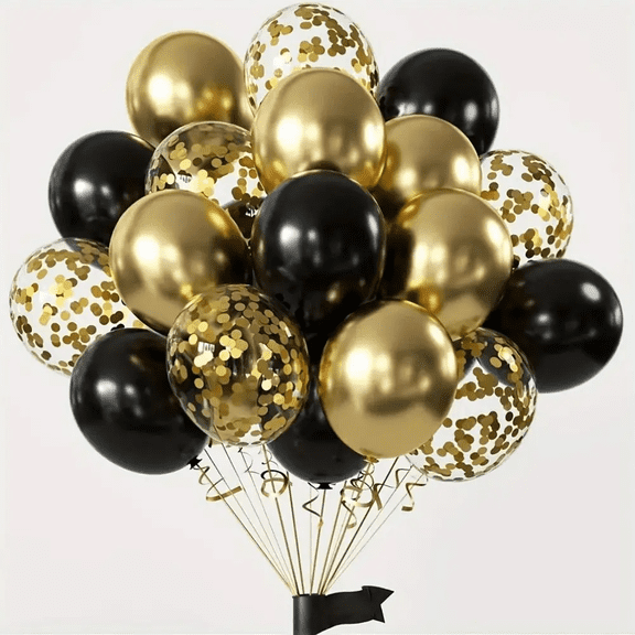 16pcs Black Metallic Sequin glitter Balloons for Birthday Wedding Valentine's Day Graduation Party confetti Balloon Decoration
