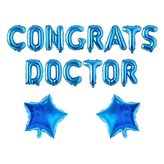 16pcs Blue Congrats Doctor Medical Graduation Foil Balloons for Medical Graduation Party Decor Supplies, Foil Balloons Medical Graduates Graduation, Blue Balloon Banner Kit for Medical Graduates Party