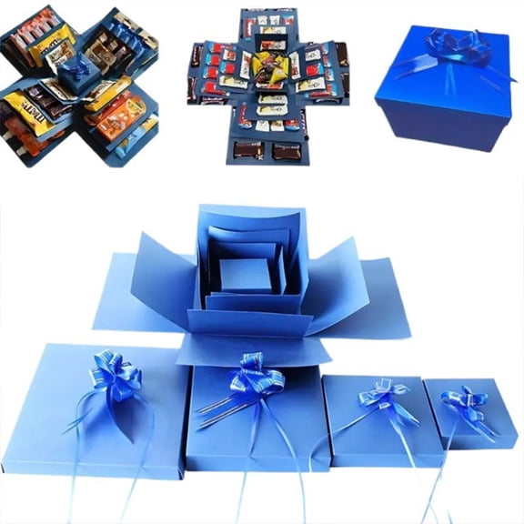 16pcs Blue Explosion Gift Box Set, Surprise Gift Photo Box, DIY Scrapbook Album Accessories for Couples Birthday Valentine's Day