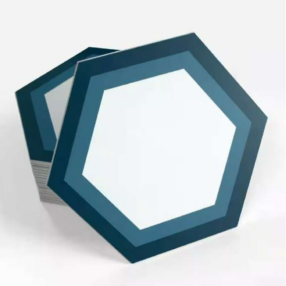 16pcs Blue Hexagon 9" Peel & Stick Backsplash Stone Composite Wall Tiles (5.9sqft total)