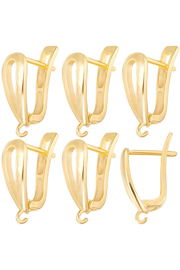 16pcs Brass Hoop Earring Findings Latch Back Closure with Horizontal Loops Teardrop Cadmium Free & Lead Free Long-Lasting Plated Real 24K golden Plated 19 Gauge 19.5x11x5mm Hole: 1.2mm Pin: 0.9mm