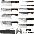 thumbnail image 1 of 16pcs Butcher Knife Set Chef Knie set With Sheath High Carbon Steel Knives For Kitchen, Camping, BBQ, 1 of 7