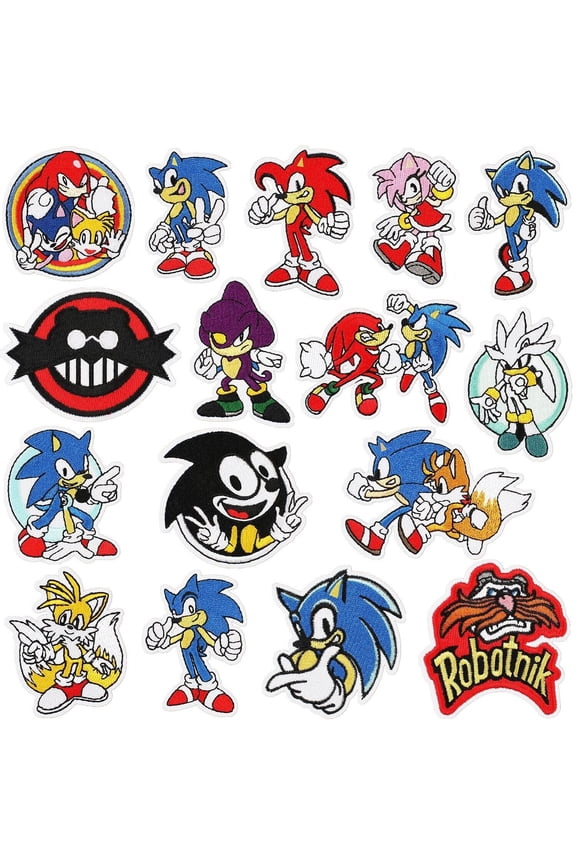 16pcs Cartoon Hedgehog Patch Anime Embroidery SEW Iron On Applique Jackets Jeans