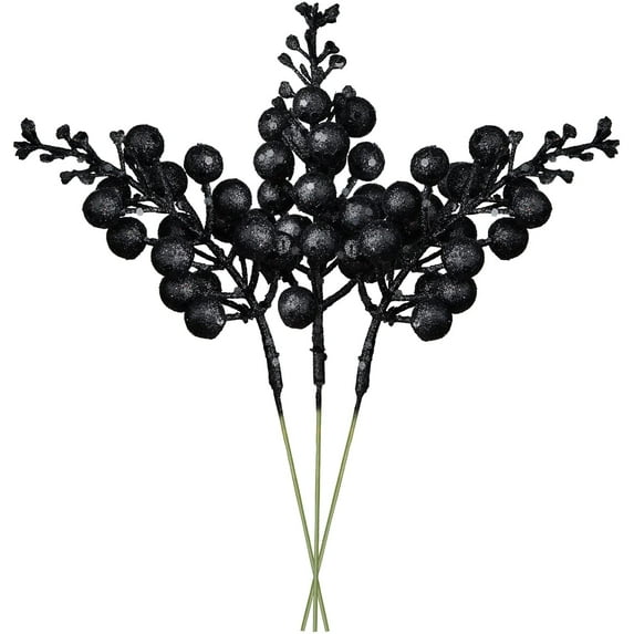 16pcs Christmas Glitter Berries Stems, 7.8" Artificial Christmas Picks for Christmas Tree Ornaments, DIY Xmas Wreath, Crafts, Holiday and Home Decor (Red) A