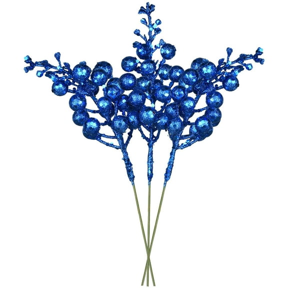 16pcs Christmas Glitter Berries Stems, 7.8" Artificial Christmas Picks for Christmas Tree Ornaments, DIY Xmas Wreath, Crafts, Holiday and Home Decor (Red)