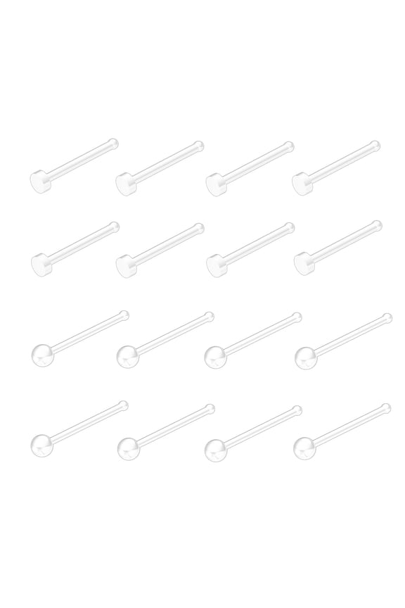 16pcs Clear Nose Rings, 20g Bioflex Nose Ring Retainer, Body Piercings Jewelry for Women Men Girls, Plastic Corkscrew Nose Studs Lip Rings, Small Plastic Clear Nose Nose Rings Earrings