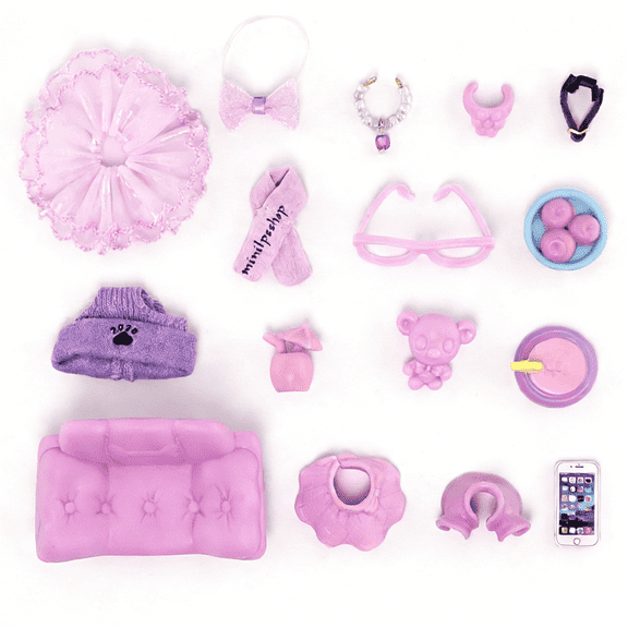 16pcs Cute Mini Accessories for lps Little Pet Toys,Include Jacket Dress Bow Collar Drink Food Glasses Hat Scarf and More