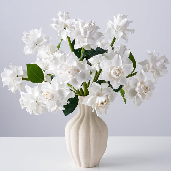 16pcs Faux Gardenias Flower Bouquet for Vase Table tions Silk Flowers for Home Decor DIY Party Wedding Centerpieces Indoor Outdoor Arrangements (Vase not Included)