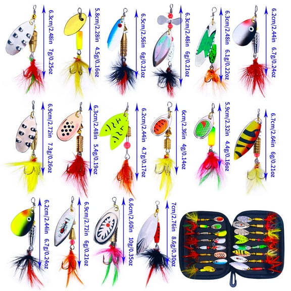 16pcs Fishing Spoons Set Lures Metal Baits for Casting Spinner Fishing Bait Fishing Lures Kits with Storage Bag Case pike carp