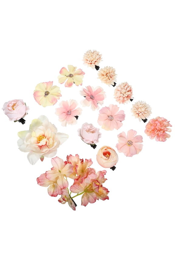 16pcs Flower Hair Clips Fake Flowers for Hair Flower Hair Accessories for Women and Girls Pink