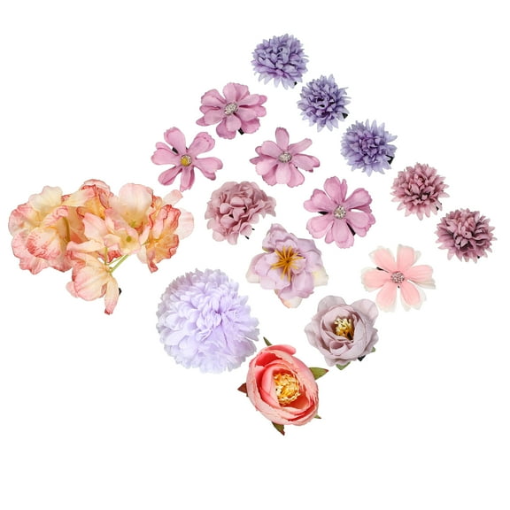 16pcs Flower Hair Clips Fake Flowers for Hair Flower Hair Accessories for Women and Girls Purple