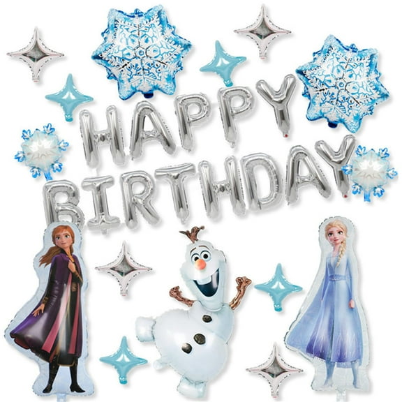 16pcs Frozen Birthday Party Decorations - Snowman Birthday Party Balloons, Frozen Themed Birthday Party Foil Balloons for Kids 4th Birthday Party