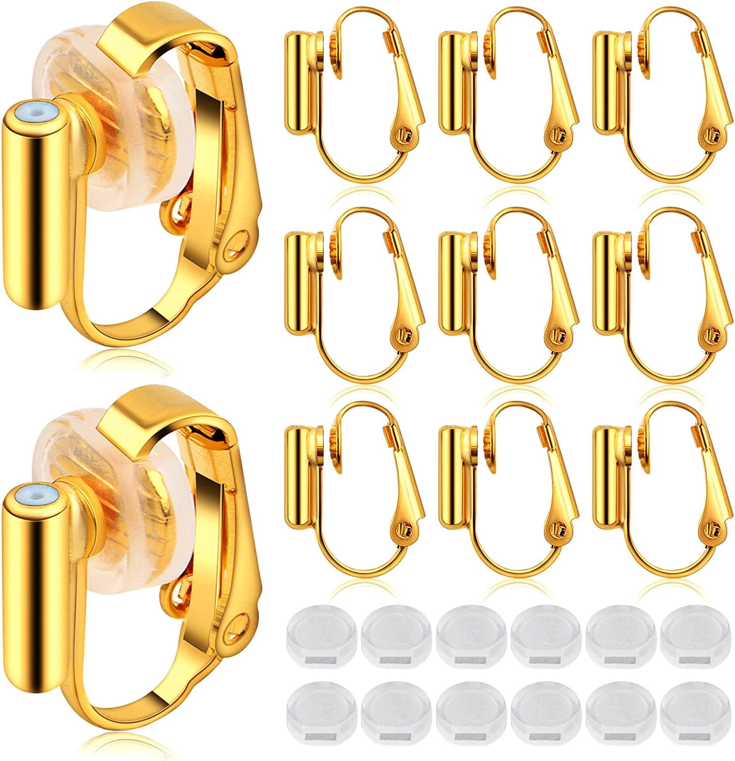 16pcs Golden Earring Clip Backs Clip-on Earring Converters Components ...