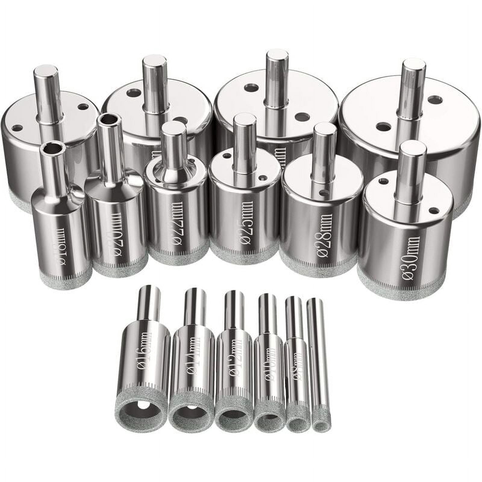 16pcs Hole Saws, Diamond Drill Bit Hole Saw 6-50mm Glass Drilling Tools Hole Saws Kit for Carbon Steel, Glass Drill, Ceramic, Porcelain, Tile, Marble