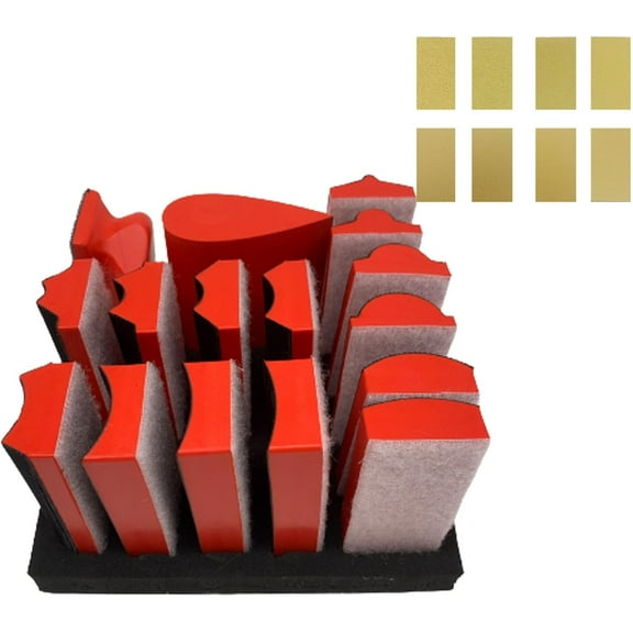 16pcs Hook and Loop Sanding Block Kit with 40pcs Sandpaper Sheets,Interchangeable Assorted Contoured Profile Sanding Pad Tools Set,Hand Sand Chassis for Wood Furniture,Auto Paint and DIY Crafts
