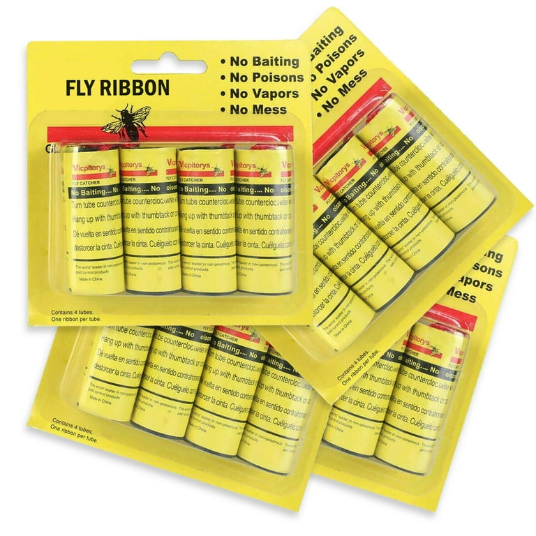4pcs Fly Sticky Paper Strip Ribbons Roll Flies Insect Mosquitoes Killers  Strong Glue Flying Insect Bug Mosquitos Catcher 