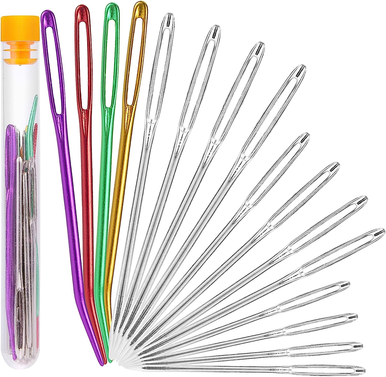 16pcs Large Eye Blunt Needles, Stainless Steel Yarn Knitting Needles Sewing Needles Big Eye Darning Needle Wool Needle Hand Sewing Knitting Needles Tapestry Needle for Sewing Up Crochet