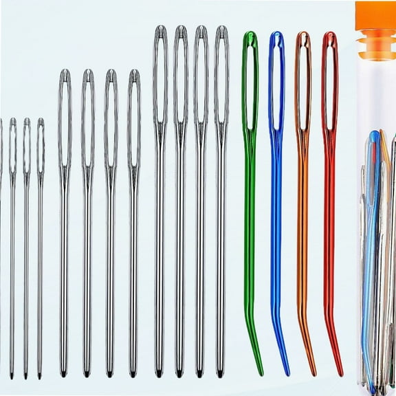 16pcs Large-Eye Needle Set, Stainless Steel Darning Needle Yarn Knitting Needles Sewing Needles Wool Needle Hand Knitting Needles Sewing Knitting Needles for Crochet Projects