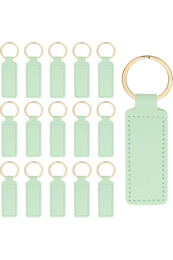 16pcs Leather Keychain Blanks,72mm Sublimation Blanks PU Key Chain Keyring with Rings
