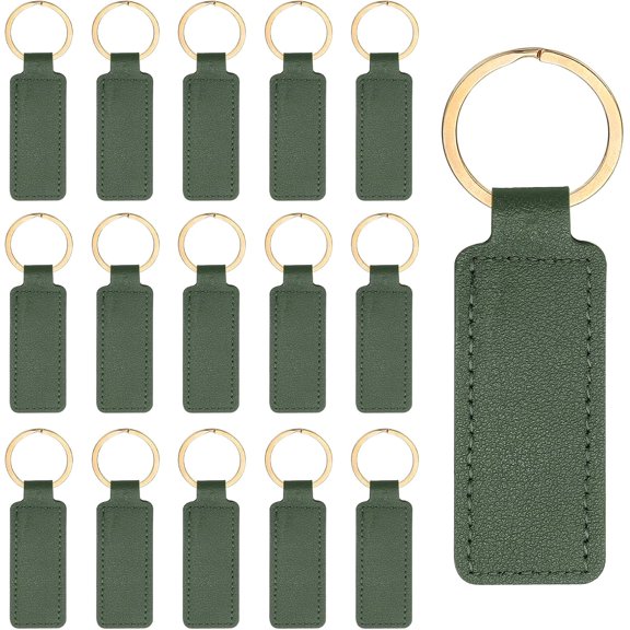 16pcs Leather Keychain Blanks,72mm Sublimation Blanks PU Key Chain Keyring with Rings