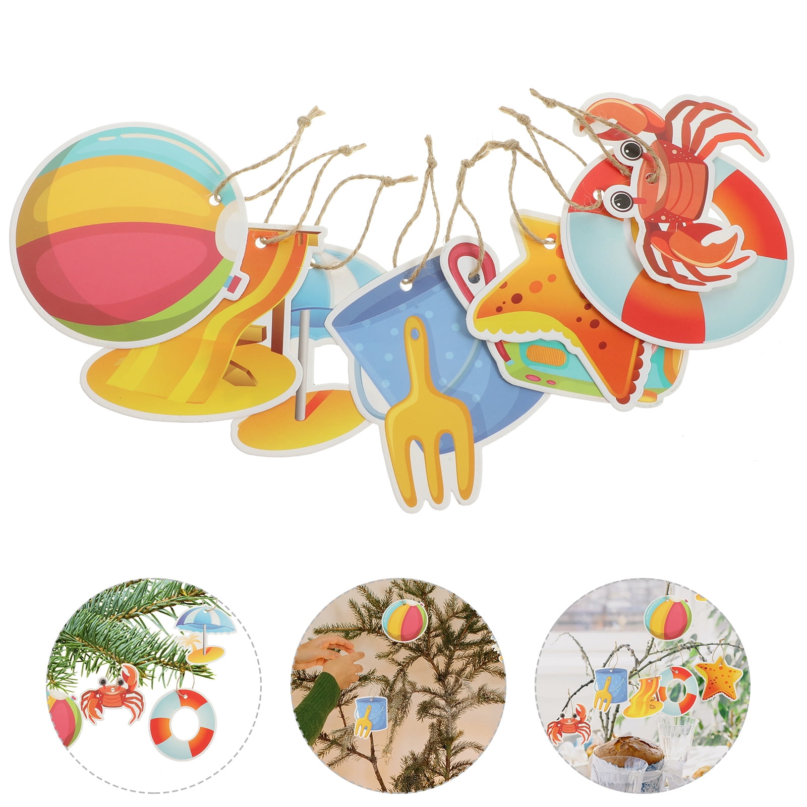 16pcs Luau Hawaiian Decorations Beach Party Hanging Decorations
