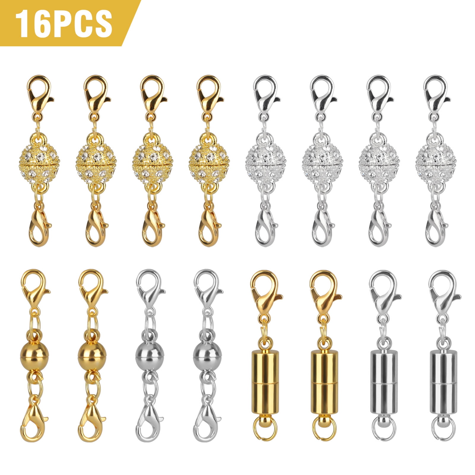 16pcs Lobster Clasps, TSV Silver & Gold Color Jewelry Extenders, Locking Clasp